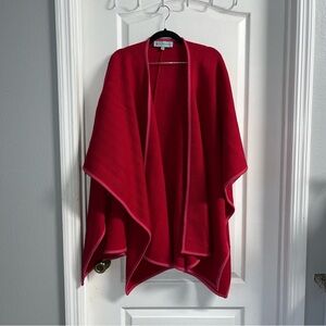 Tuckernuck Vibrant Jasper Red /Pink Poncho Herringbone Knot Poncho Shawl